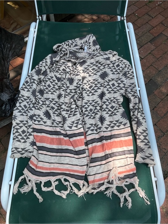 Rip Curl Sweaters - Rip Curl Hooded Tribal hoodie in Cream, Gray and Coral SURF WEAR Sz L